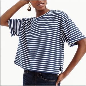J.Crew Striped Oversized Boxy Cropped Tee